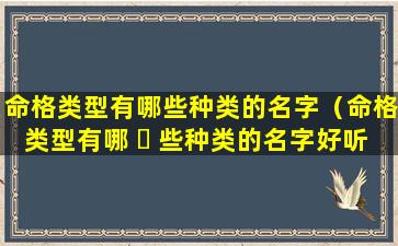 命格类型有哪些种类的名字（命格类型有哪 ☘ 些种类的名字好听）